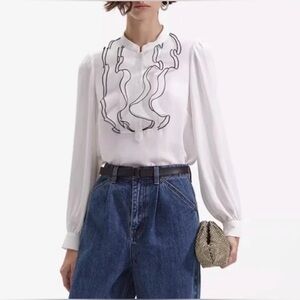Sent-Portrait Ruffle Collar Chiffon Blouse